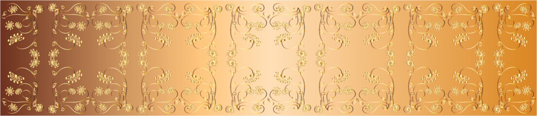 Gold openwork ribbon. Vector design illustration. Gold jewelry,
