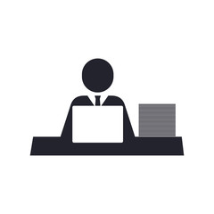 Businessman laptop pictogram man male business icon. Isolated and flat vecctor illustration
