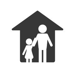 flat design family and house pictogram icon vector illustration