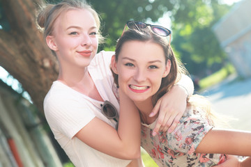 Two young girlfriends