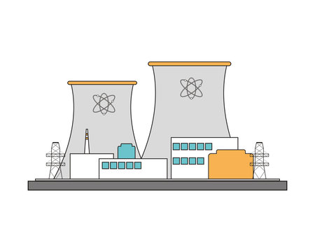 flat design nuclear plant icon vector illustration