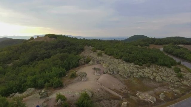 Drone flight over the Rock mushrooms phenomenon near Beli Plast village, Bulgaria