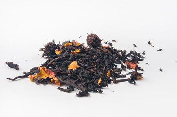 black tea on white background