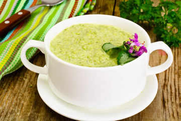 Cream of Celery Stalk in a White Tureen