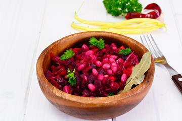 Vinaigrette with Beans on White Boards