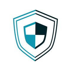 flat design blue shield emblem icon vector illustration