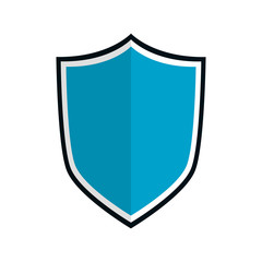 flat design blue shield emblem icon vector illustration