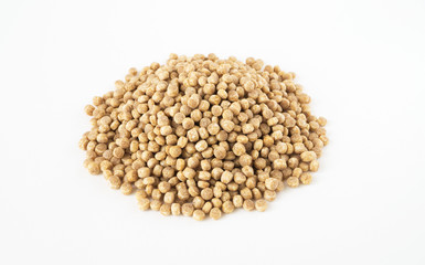 Heap of giant wholegrain couscous isolated