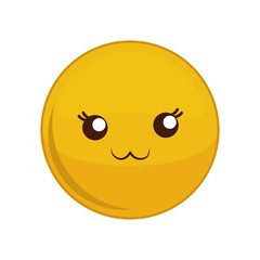 Fototapeta premium Kawaii happy sphere expression cartoon face icon. Isolated and flat illustration