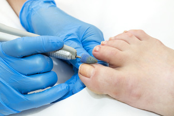 process of pedicure at beauty salon