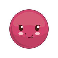 Kawaii happy sphere expression cartoon face icon. Isolated and flat illustration