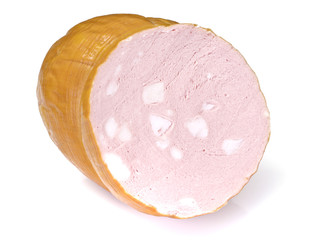 Sausage, Ham on a White Background
