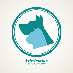 cat dog silhouette veterinarian pet clinic icon, vector illustration