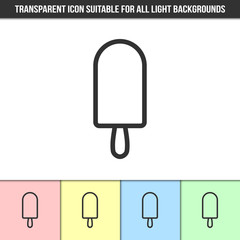Simple outline transparent popsicle icon on different types of light backgrounds