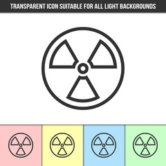 Simple outline transparent nuclear icon on different types of light backgrounds