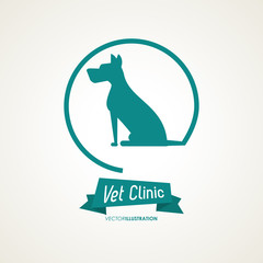 dog silhouette circle veterinarian pet clinic icon, vector illustration