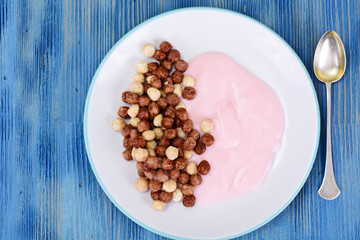Protein Chocolate Beakfast with Chia Seeds and Peanuts