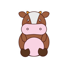 cow kawaii cute animal little icon. Isolated and flat illustration