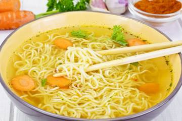 Tasty Chicken Soup with Chinese Noodles