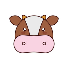 cow kawaii cute animal little icon. Isolated and flat illustration