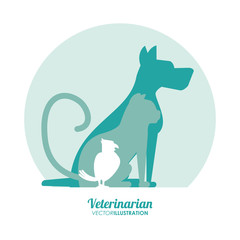 dog cat bird silhouette veterinarian pet clinic icon, vector illustration