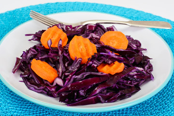 Salad of Red Cabbage with Vegetable Oil. Diet Food