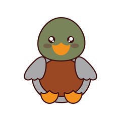 duck kawaii cute animal little icon. Isolated and flat illustration