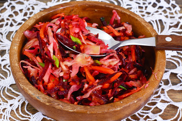 Salad with Beets, Carrots, Cabbage and Celery
