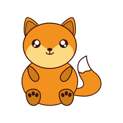 fox kawaii cute animal little icon. Isolated and flat illustration