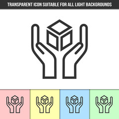 Simple outline transparent fragile or handle with care icon on different types of light backgrounds