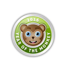 2016 Year of the monkey chinese New Year animal badge with lettering on white background
