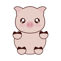 pig kawaii cute animal little icon. Isolated and flat illustration