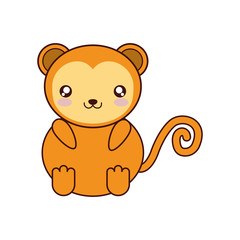 monkey kawaii cute animal little icon. Isolated and flat illustration