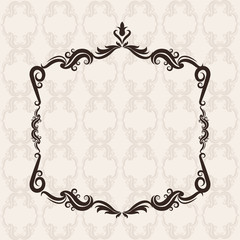 Vintage frame ornament decoration icon. Pastel Background and black illustration