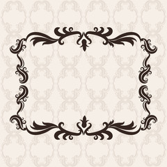 Vintage frame ornament decoration icon. Pastel Background and black illustration