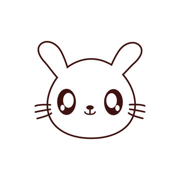 Rabbit Kawaii Cute Animal Little Icon. Isolated And Flat Illustration