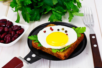 Fried Egg with Red Beans