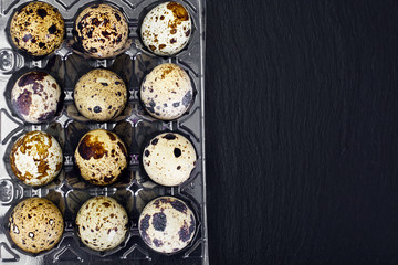 Quail Eggs on Black Background