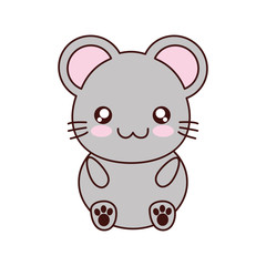 mouse kawaii cute animal little icon. Isolated and flat illustration