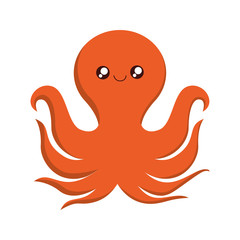octopus kawaii cute animal little icon. Isolated and flat illustration