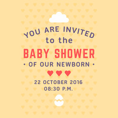 Invitation for baby shower template. Colored flat vector illustration.