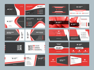 Business card templates. Stationery design vector set. Red and black colors. Flat style vector illustration
