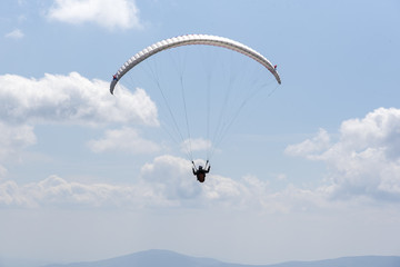 Paragliding in the sky.
