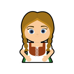 woman female cartoon cloth traditional germany europe icon. Isolated and flat illustration
