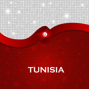 Tunisia flag ribbon shiny particle style. Vector Illustration