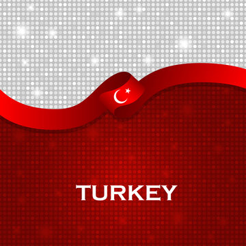Turkey flag ribbon shiny particle style. Vector Illustration
