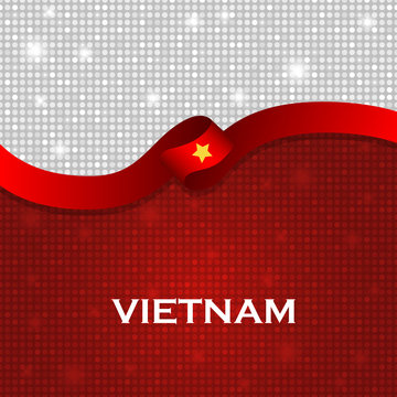 Vietnam flag ribbon shiny particle style. Vector Illustration