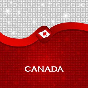 Canada flag ribbon shiny particle style. Vector Illustration