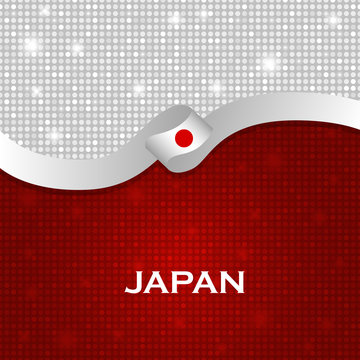 Japan flag ribbon shiny particle style. Vector Illustration