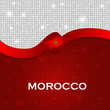 Morocco flag ribbon shiny particle style. Vector Illustration